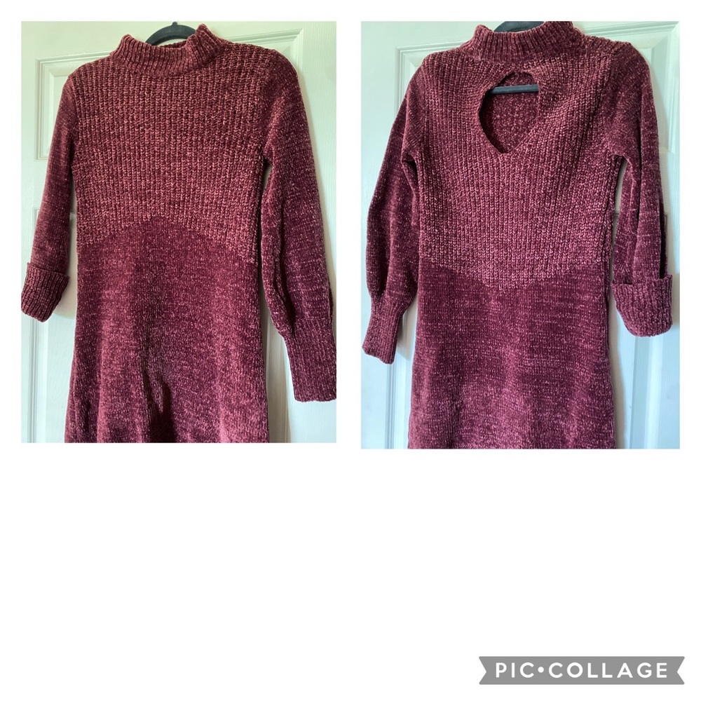 Knitted Maroon Sweater Dress